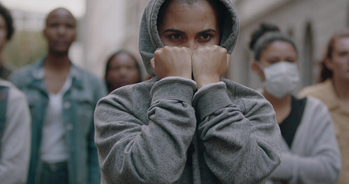 Social activists protesting silently