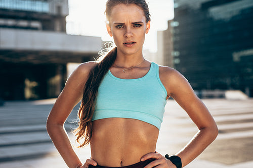 Fit female athlete after workout