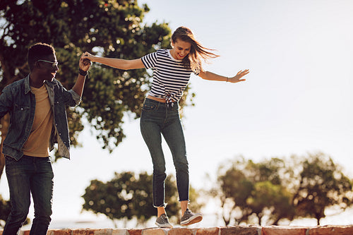 Friends enjoying outdoors on a summer day