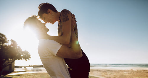Couple having a great time together