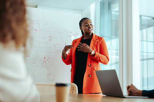 African business executive speaking at a presentation