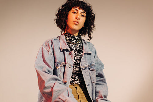 Stylish young woman looking at the camera