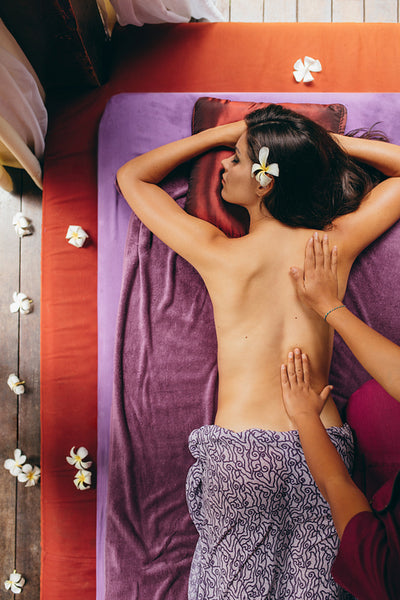 Young woman receiving spa treatment