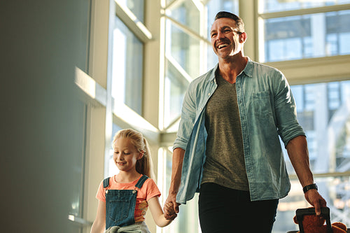 Father and daughter going on a trip