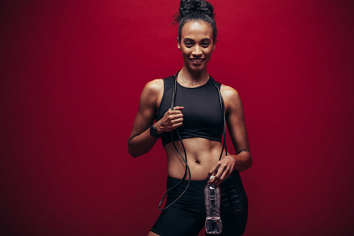Fit woman relaxing after her workout