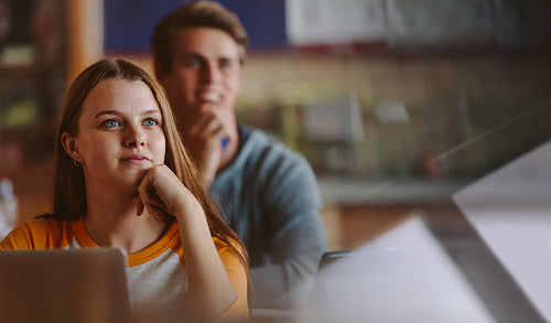 Attentive student in university classroom
