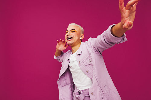 Hipster enjoying his favourite music