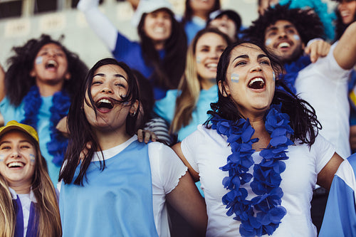 Argentina soccer fans cheering their team