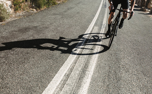 Cyclist sprinting on his bicycle