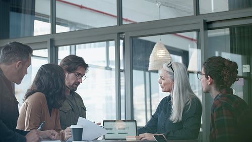 Businessman putting forward great suggestions in meeting