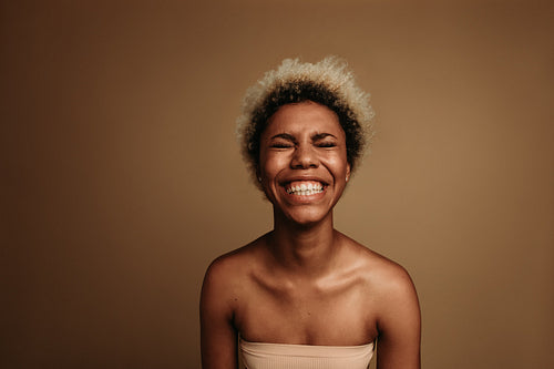 Portrait of happy african american woman