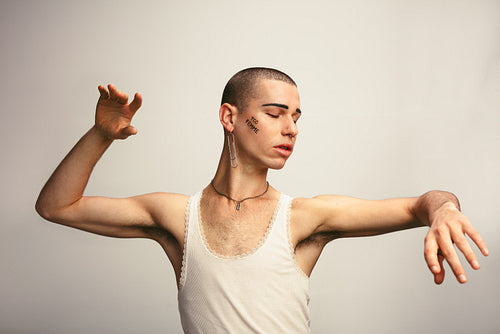 Young transgender person dancing