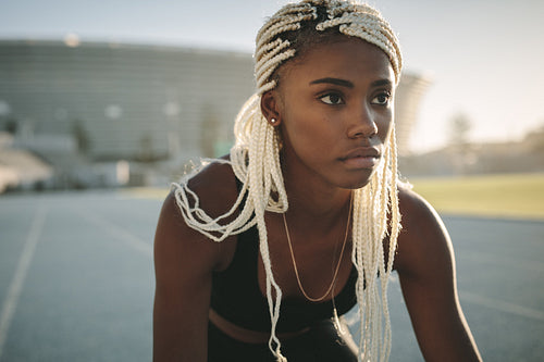 Sprinter ready to race on running track