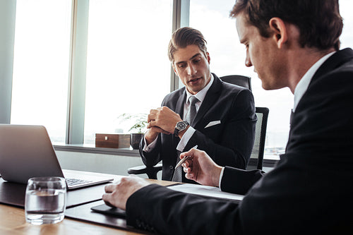 Business people discussing work in office