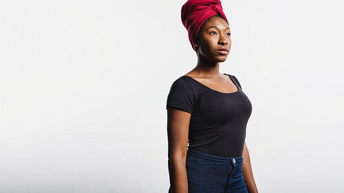 Portrait of an african woman in a headwrap