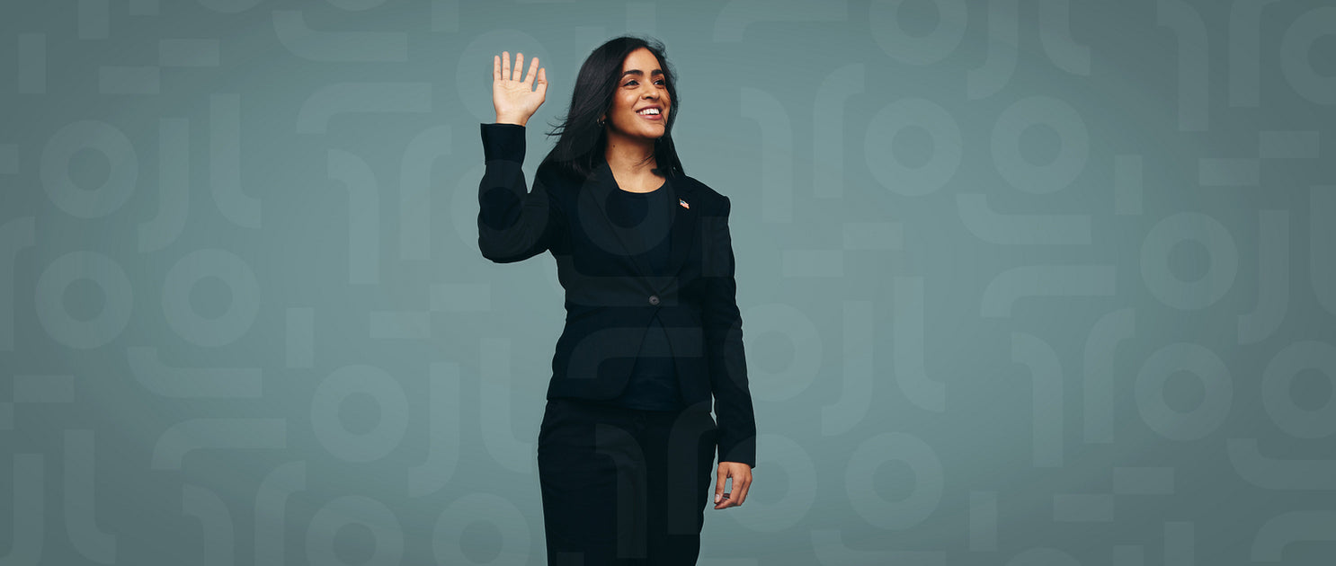 Congresswoman waving her hand against a studio background – Jacob Lund ...