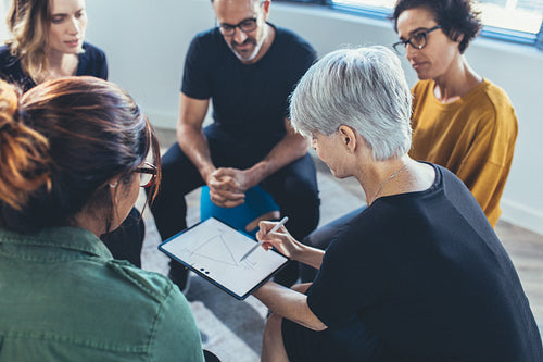 Businesswoman explaining the strategy to the team