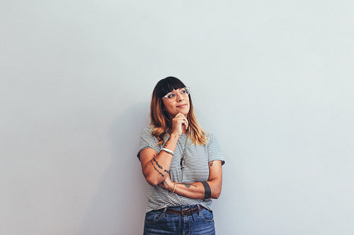 Portrait of a businesswoman thinking