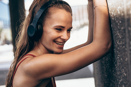 Woman resting after workout outdoors