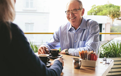 Senior couple at coffee shop