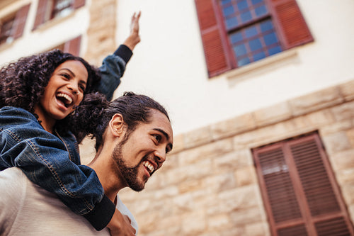 Couple in joyful mood enjoying outdoors
