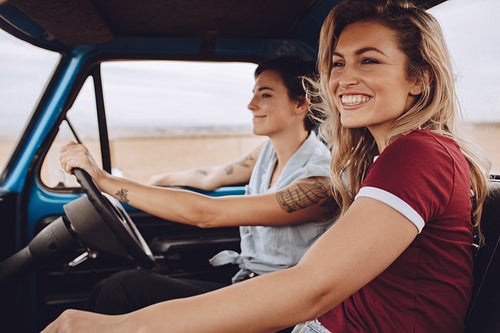Women friends going on a road trip