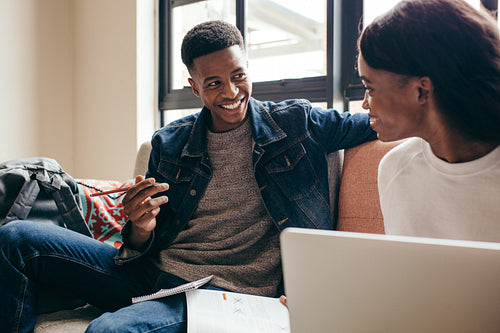 University students studying together