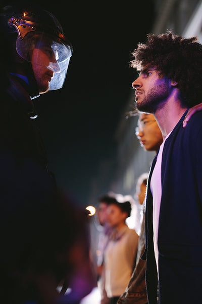 Male activist protesting against police violence