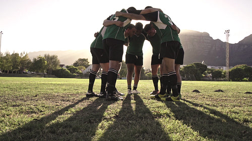 Rugby team performing a war cry