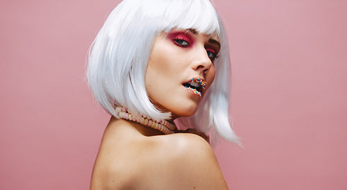 Fashion model with creative make up