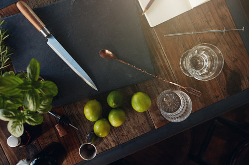 Ingredients for making basil smash