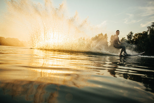 Man wakeboarding on a lake