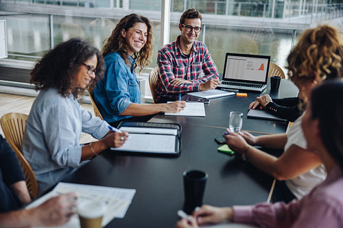 Diverse group of business team in boardroom meeting