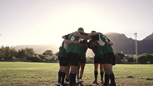 Rugby players performing their team war cry