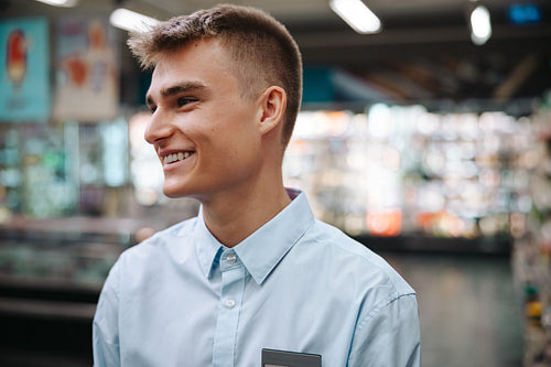 Man working in a grocery store