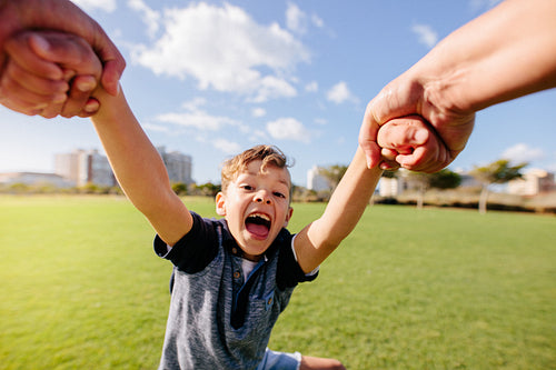Boy enjoying in park