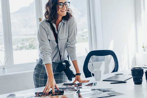 Professional photographer at her office