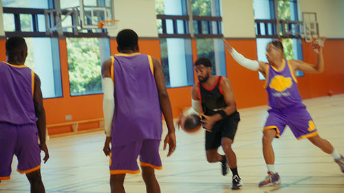 Basketball shot goes into the hoop