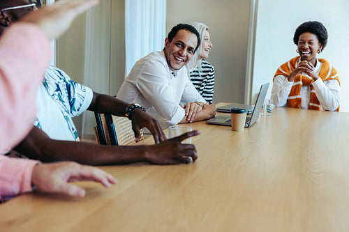 Contemporary brainstorming session in a design studio with diverse colleagues