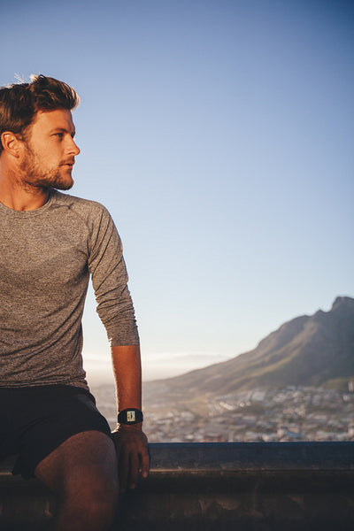 Athlete resting after outdoors training