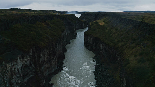 Flyover Gullfoss waterfall on Hvita river