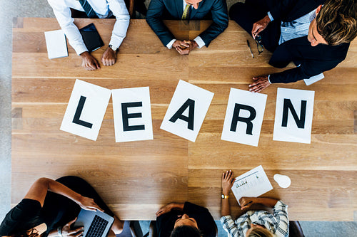 Word learn on business working table