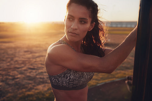 Fit young woman looking away