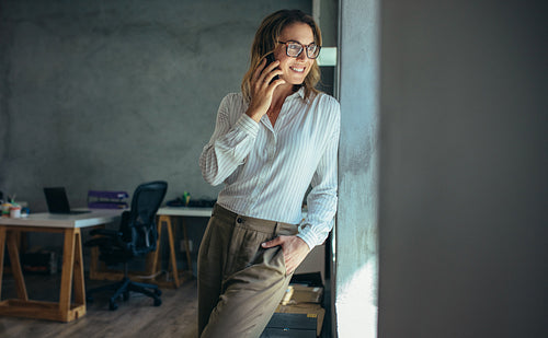 Businesswoman talking on cell phone