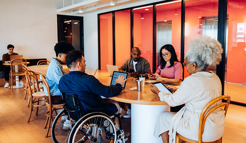 Business meeting around a round table