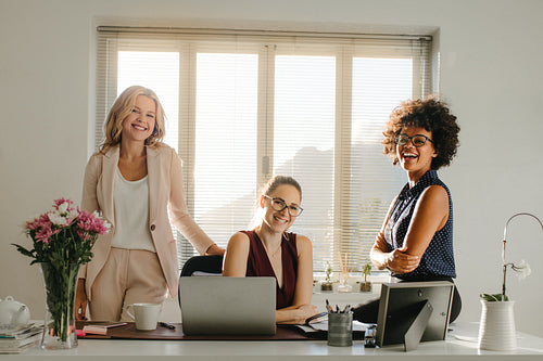 Group of successful businesswomen in office