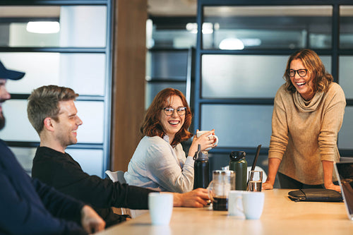 Business people engaged in creative brainstorming session at the office
