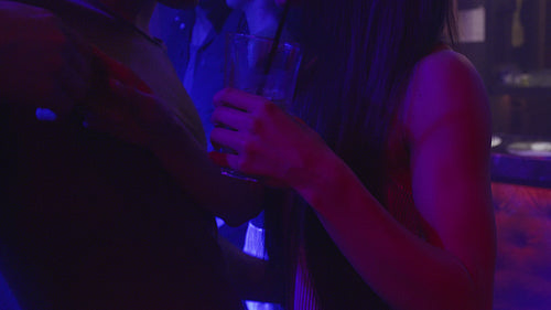 Couple in love at the discotheque