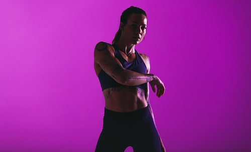 Female athlete doing fitness exercise