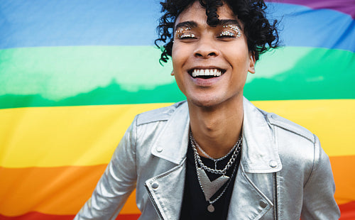 Gay man embracing his identity